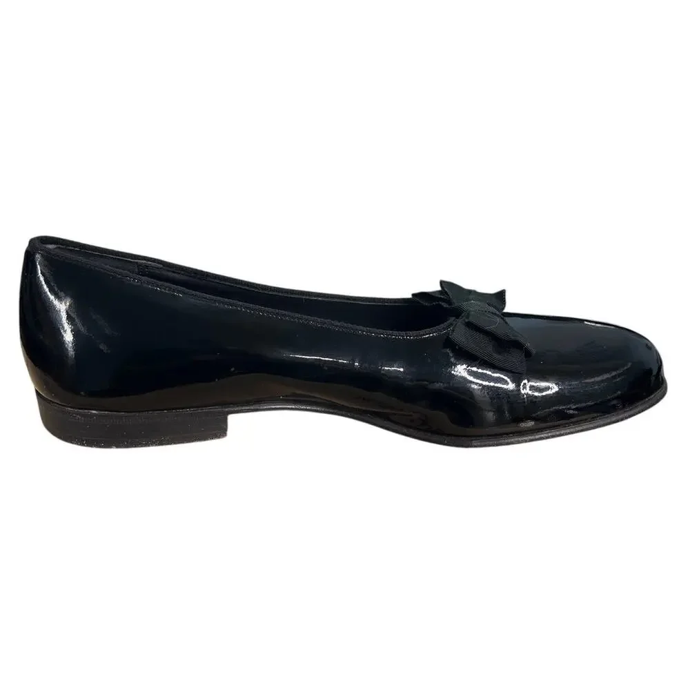 Pearl & Co By Brooks Brothers Black Patent Leather Bow Dress Pumps Size 10.5 D